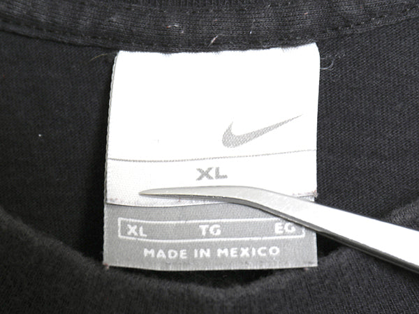 00s ナイキ スモール スウッシュ 刺繍 半袖Tシャツ メンズ XL オールド ヘビーウェイト コットン ワンポイント カットソー 大きいサイズ 黒
