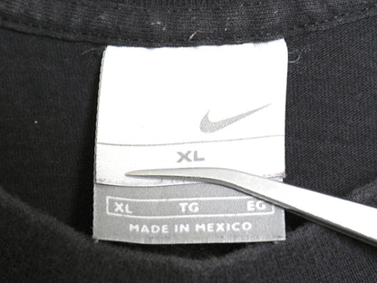 00s ナイキ スモール スウッシュ 刺繍 半袖Tシャツ メンズ XL オールド ヘビーウェイト コットン ワンポイント カットソー 大きいサイズ 黒