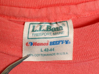 80s USA製 エルエルビーン ヘインズ 別注 プリント 半袖 Tシャツ メンズ L 小さめ M 程/ ヴィンテージ ヘビーウェイト コットン カットソー