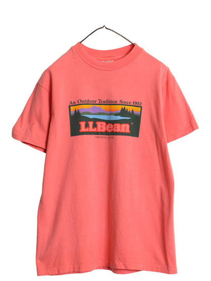 80s USA製 エルエルビーン ヘインズ 別注 プリント 半袖 Tシャツ メンズ L 小さめ M 程/ ヴィンテージ ヘビーウェイト コットン カットソー