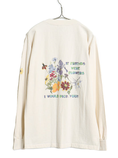 デッドストック 90s フラワー アート イラスト 3面 プリント Tシャツ メンズ M / オールド グラフィック ロンT ロングスリーブ カットソー