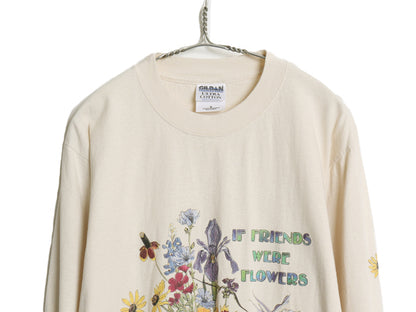 デッドストック 90s フラワー アート イラスト 3面 プリント Tシャツ メンズ M / オールド グラフィック ロンT ロングスリーブ カットソー