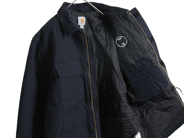 US企画 カーハート トラディショナル コート メンズ L / 古着 ダック ジャケット ブルゾン ジャンパー 中綿 キルティング ライナー 企業 紺