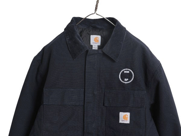 US企画 カーハート トラディショナル コート メンズ L / 古着 ダック ジャケット ブルゾン ジャンパー 中綿 キルティング ライナー 企業 紺