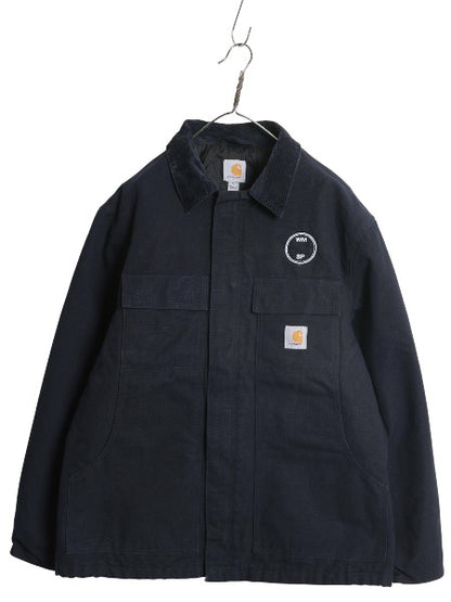 US企画 カーハート トラディショナル コート メンズ L / 古着 ダック ジャケット ブルゾン ジャンパー 中綿 キルティング ライナー 企業 紺
