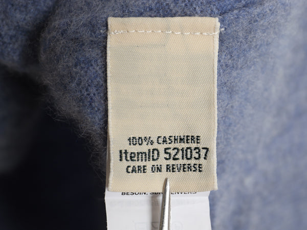 エルエルビーン ニット カーディガン レディース XL 小さめ 古着 100% カシミヤ 重ね着 前開き ハイネック セーター シンプル 無地 ブルー