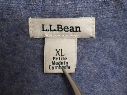 エルエルビーン ニット カーディガン レディース XL 小さめ 古着 100% カシミヤ 重ね着 前開き ハイネック セーター シンプル 無地 ブルー