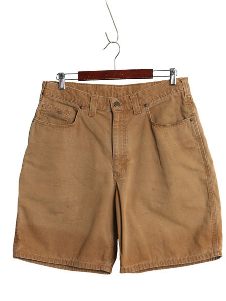 カーハート キャンバス ショートパンツ メンズ 34 ワーク コットン ショーツ 短パン ダック ハーフパンツ ワンポイント ゆったり ブラウン