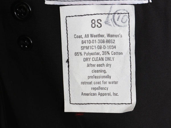 デッドストック 米軍実物 US ARMY オールウェザー トレンチ コート 8S レディース M 08年製 ライナー付き ロングコート ミリタリー 軍物 黒