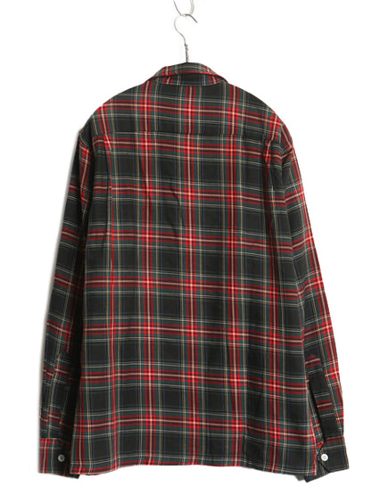60s ★ CISCO タータン チェック オープンカラー シャツ メンズ M ヴィンテージ ウール コットン ループ留め 開襟 ボックス 長袖シャツ 黒