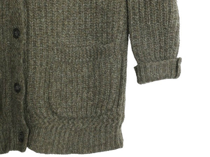 デニム&サプライ ラルフローレン ウール ニット ロング カーディガン レディース M ポロ セーター 前開き 羽織り 重ね着 シンプル カーキ