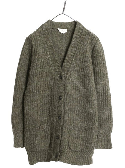 デニム&サプライ ラルフローレン ウール ニット ロング カーディガン レディース M ポロ セーター 前開き 羽織り 重ね着 シンプル カーキ