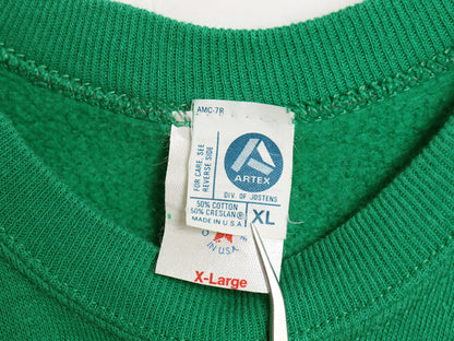 80s USA製 3段 カレッジ フロッキー プリント スウェット XL 小さめ メンズ レディース L 程 ヴィンテージ トレーナー 裏起毛 アルテックス