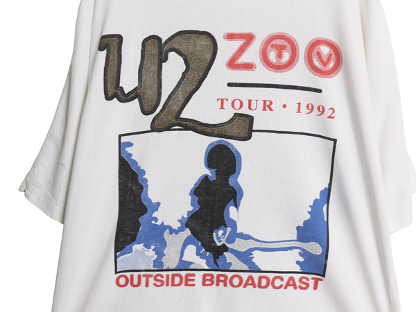90s ★ U2 ZOO TV ツアー イラスト プリント Tシャツ メンズ XL 程 古着 オールド 当時物 オフィシャル バンド ロック 白 シングルステッチ