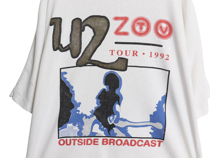 90s ★ U2 ZOO TV ツアー イラスト プリント Tシャツ メンズ XL 程 古着 オールド 当時物 オフィシャル バンド ロック 白 シングルステッチ