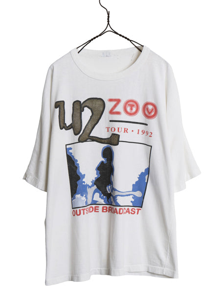 90s ★ U2 ZOO TV ツアー イラスト プリント Tシャツ メンズ XL 程 古着 オールド 当時物 オフィシャル バンド ロック 白 シングルステッチ