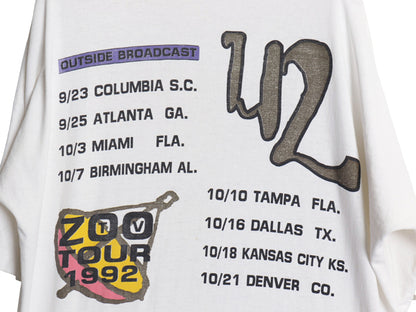 90s ★ U2 ZOO TV ツアー イラスト プリント Tシャツ メンズ XL 程 古着 オールド 当時物 オフィシャル バンド ロック 白 シングルステッチ