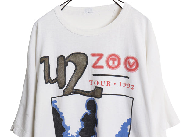 90s ★ U2 ZOO TV ツアー イラスト プリント Tシャツ メンズ XL 程 古着 オールド 当時物 オフィシャル バンド ロック 白 シングルステッチ