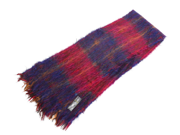 イギリス製 ロイヤルスコット モヘア ウール マフラー メンズ レディース 古着 チェック フリンジ付き マルチカラー 防寒 あったか 英国製