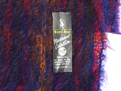 イギリス製 ロイヤルスコット モヘア ウール マフラー メンズ レディース 古着 チェック フリンジ付き マルチカラー 防寒 あったか 英国製