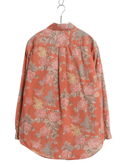 90s オールド ギャップ 総柄 長袖 シャツ レディース M 古着 旧タグ コットン ブラウス ボタニカル 花柄 マルチカラー カジュアル ゆったり