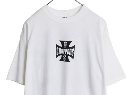デッドストック 90s ★ WEST COAST CHOPPERS アイアンクロス ロゴ プリント Tシャツ メンズ L / オールド 初期 バイク チョッパー anvil 白