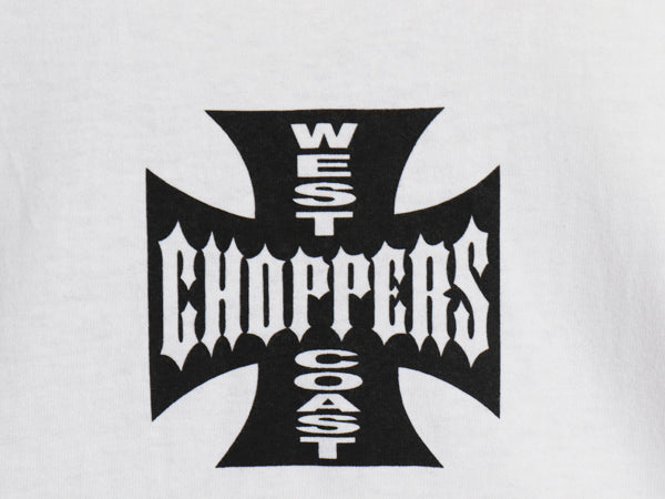 デッドストック 90s ★ WEST COAST CHOPPERS アイアンクロス ロゴ プリント Tシャツ メンズ L / オールド 初期 バイク チョッパー anvil 白