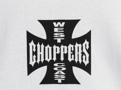 デッドストック 90s ★ WEST COAST CHOPPERS アイアンクロス ロゴ プリント Tシャツ メンズ L / オールド 初期 バイク チョッパー anvil 白