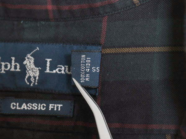 00s ラルフローレン チェック 長袖 ボタンダウン シャツ メンズ L オールド ポロ CLASSIC FIT コットン ポニー ワンポイント マルチカラー