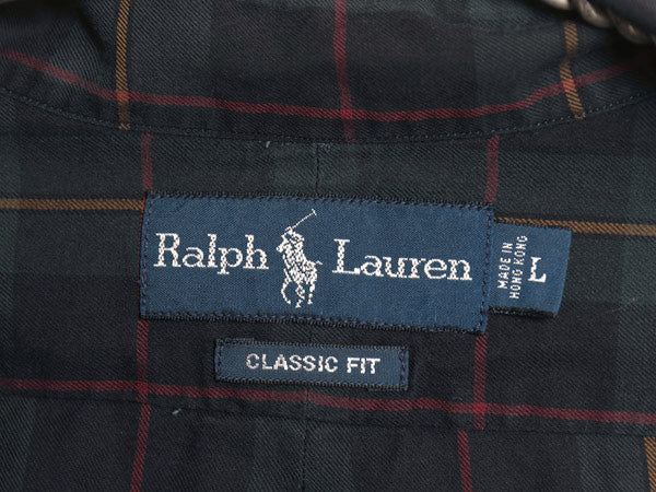 00s ラルフローレン チェック 長袖 ボタンダウン シャツ メンズ L オールド ポロ CLASSIC FIT コットン ポニー ワンポイント マルチカラー