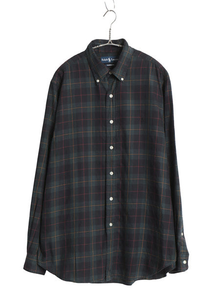 00s ラルフローレン チェック 長袖 ボタンダウン シャツ メンズ L オールド ポロ CLASSIC FIT コットン ポニー ワンポイント マルチカラー