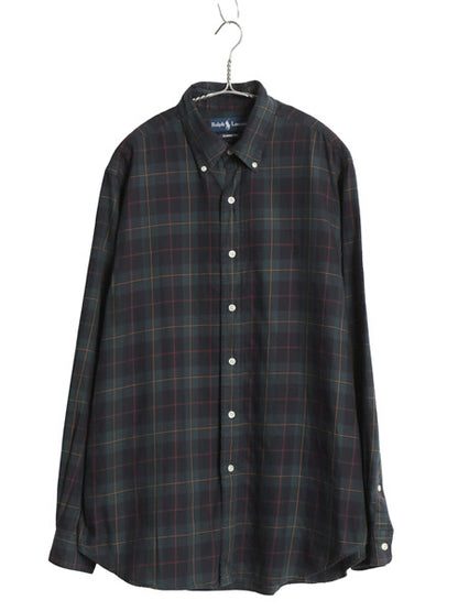 00s ラルフローレン チェック 長袖 ボタンダウン シャツ メンズ L オールド ポロ CLASSIC FIT コットン ポニー ワンポイント マルチカラー