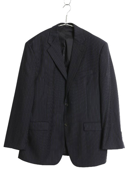 デッドストック ローレン ラルフローレン テーラード ジャケット メンズ M 程/ ポロ ブレザー スーツ ウール ストライプ サマー ネイビー