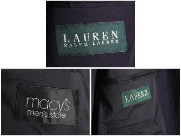 デッドストック ローレン ラルフローレン テーラード ジャケット メンズ M 程/ ポロ ブレザー スーツ ウール ストライプ サマー ネイビー