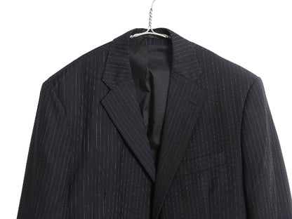 デッドストック ローレン ラルフローレン テーラード ジャケット メンズ M 程/ ポロ ブレザー スーツ ウール ストライプ サマー ネイビー