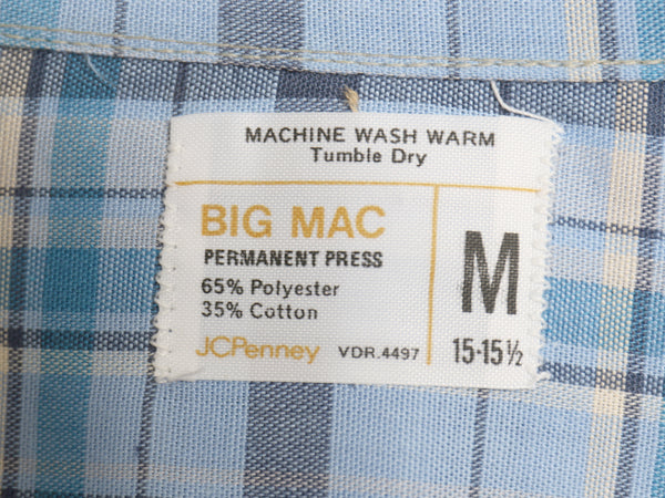 デッドストック 70s ビッグマック チェック 長袖 シャツ メンズ M / 新品 ヴィンテージ JCPENNY ポリコン シワになりにくい マルチカラー