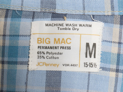 デッドストック 70s ビッグマック チェック 長袖 シャツ メンズ M / 新品 ヴィンテージ JCPENNY ポリコン シワになりにくい マルチカラー
