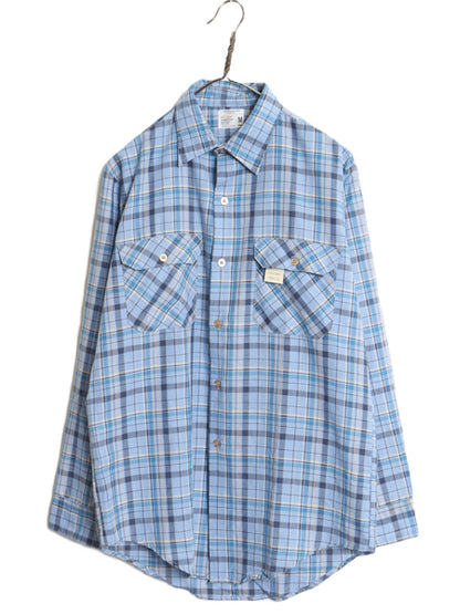 デッドストック 70s ビッグマック チェック 長袖 シャツ メンズ M / 新品 ヴィンテージ JCPENNY ポリコン シワになりにくい マルチカラー