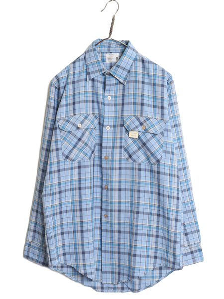 デッドストック 70s ビッグマック チェック 長袖 シャツ メンズ M / 新品 ヴィンテージ JCPENNY ポリコン シワになりにくい マルチカラー