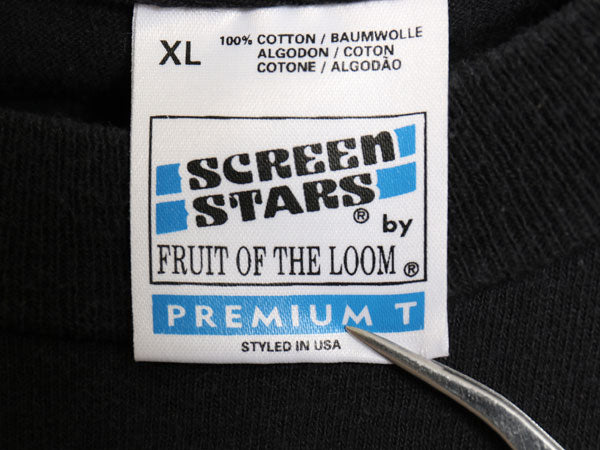 90s 企業 メッセージ プリント Tシャツ メンズ XL / 古着 オールド 当時物 ヘビーウェイト グラフィック シングルステッチ 大きいサイズ 黒