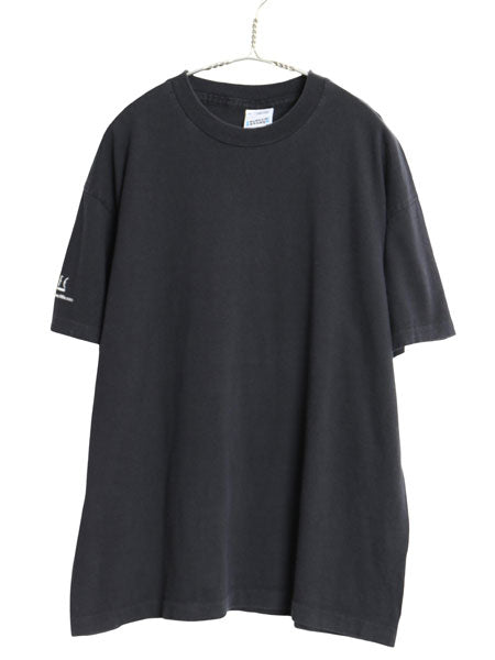 90s 企業 メッセージ プリント Tシャツ メンズ XL / 古着 オールド 当時物 ヘビーウェイト グラフィック シングルステッチ 大きいサイズ 黒