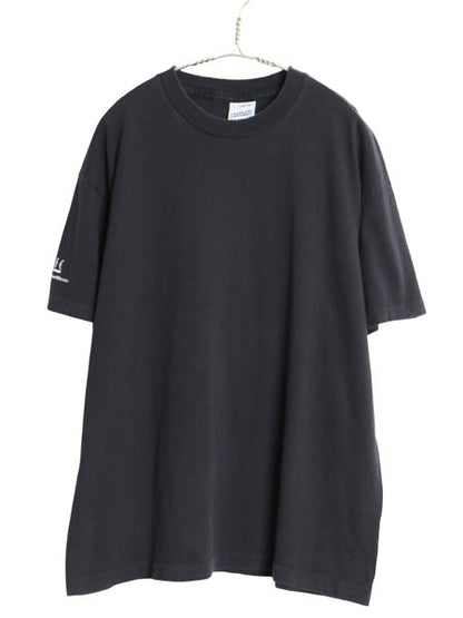 90s 企業 メッセージ プリント Tシャツ メンズ XL / 古着 オールド 当時物 ヘビーウェイト グラフィック シングルステッチ 大きいサイズ 黒