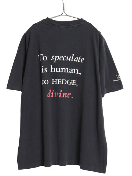 90s 企業 メッセージ プリント Tシャツ メンズ XL / 古着 オールド 当時物 ヘビーウェイト グラフィック シングルステッチ 大きいサイズ 黒