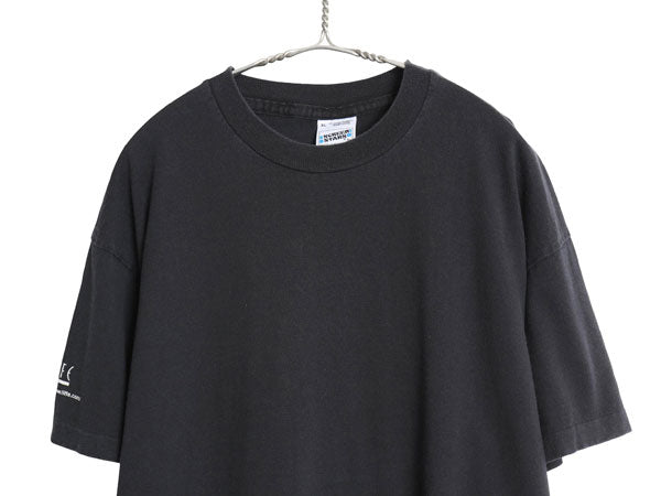 90s 企業 メッセージ プリント Tシャツ メンズ XL / 古着 オールド 当時物 ヘビーウェイト グラフィック シングルステッチ 大きいサイズ 黒