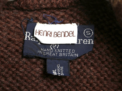 80s イギリス製 ラルフローレン ショールカラー ニット ベスト レディース S 古着 ヴィンテージ ポロ ハンドメイド カウチン ウール 前開き