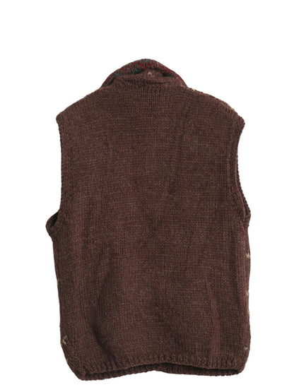 80s イギリス製 ラルフローレン ショールカラー ニット ベスト レディース S 古着 ヴィンテージ ポロ ハンドメイド カウチン ウール 前開き