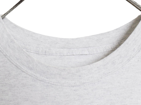 企業 両面 プリント 半袖 Tシャツ メンズ XL 程/ ヘビーウェイト コットン ネコ カットソー クルーネック ワンポイント 大きいサイズ 灰 