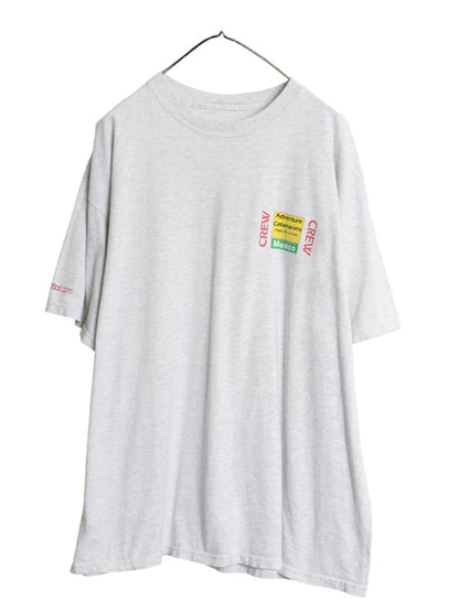 企業 両面 プリント 半袖 Tシャツ メンズ XL 程/ ヘビーウェイト コットン ネコ カットソー クルーネック ワンポイント 大きいサイズ 灰 