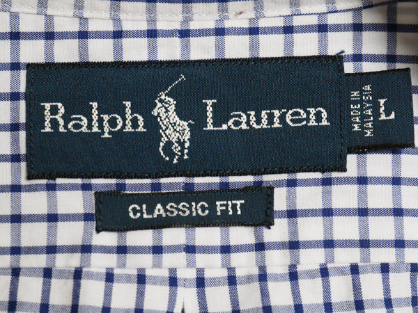 00s ラルフローレン チェック 長袖 ボタンダウン シャツ メンズ L / オールド ポロ CLASSIC FIT コットン BD ワンポイント ポニー ツートン