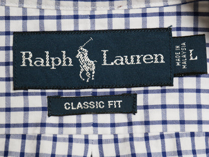 00s ラルフローレン チェック 長袖 ボタンダウン シャツ メンズ L / オールド ポロ CLASSIC FIT コットン BD ワンポイント ポニー ツートン